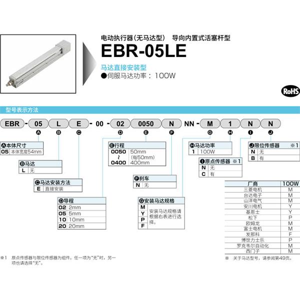 CKD喜開理電動執行器（無馬達型）滑塊型EBR-05LE-00-050200NNN-M1NN