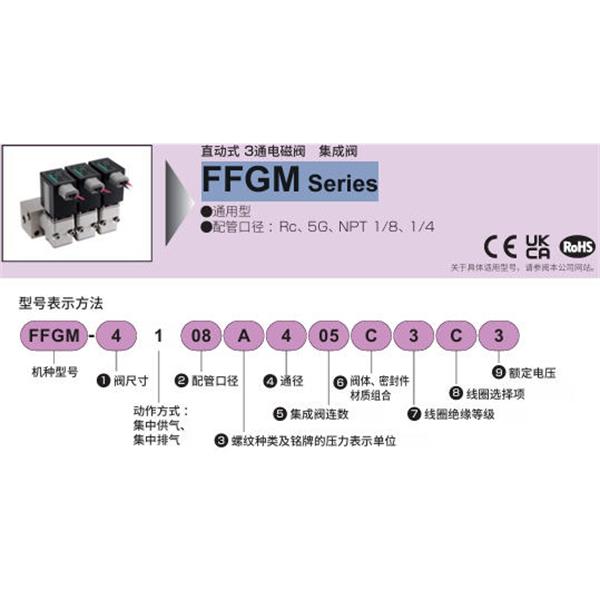 CKD喜開理多種流體直動(dòng)式3通電磁閥集成閥FFGM-3100ES02A3A1