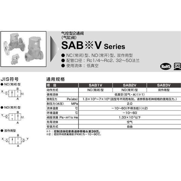 CKD喜開(kāi)理氣控型2通閥（氣缸閥）SAB1V-8A-0B