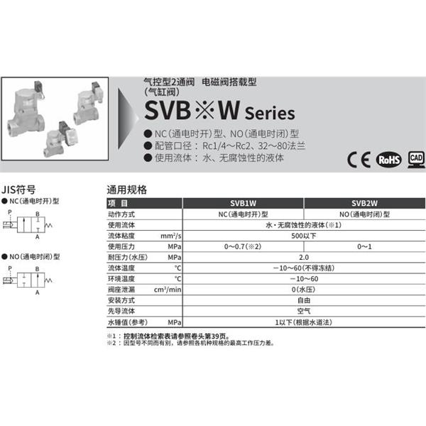 CKD喜開理氣控型2通閥（氣缸閥）SVB1W-65A-02CS-AC100V