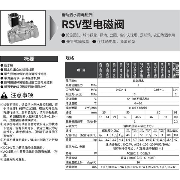 CKD喜開理自動灑水用樹脂制電磁閥RSV-20A-210K-3M-AC200V