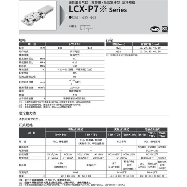 CKD喜開理線性滑臺氣缸LCX-25-10-S5EP72