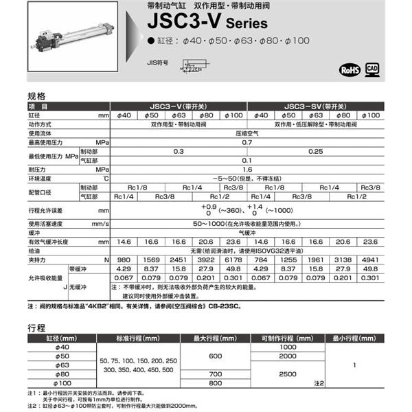 CKD喜開理帶制動器氣缸JSC3-V-FC-80B-50-1-T0H-R-SI