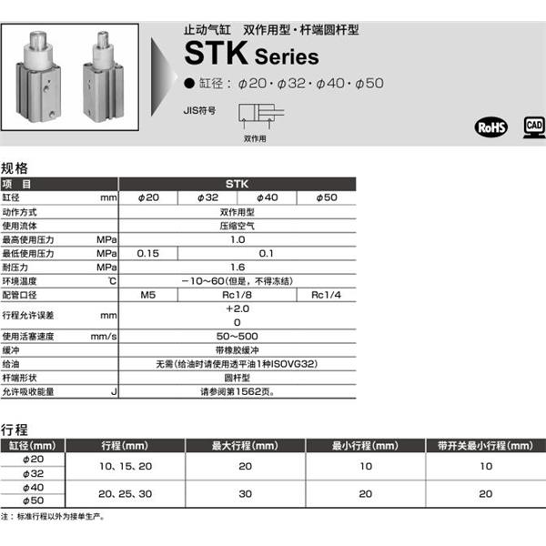 CKD喜開理止動氣缸STK-JY1-40-25-T0H-R-N11