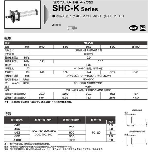 CKD喜開理倍力氣缸SHC-K-LB-80N-100-20-SI